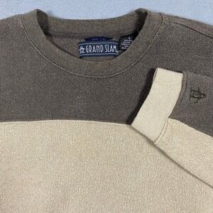 Vintage Grand Slam Mens L Colorblock Crewneck Sweatshirt Penguin Logo Pockets